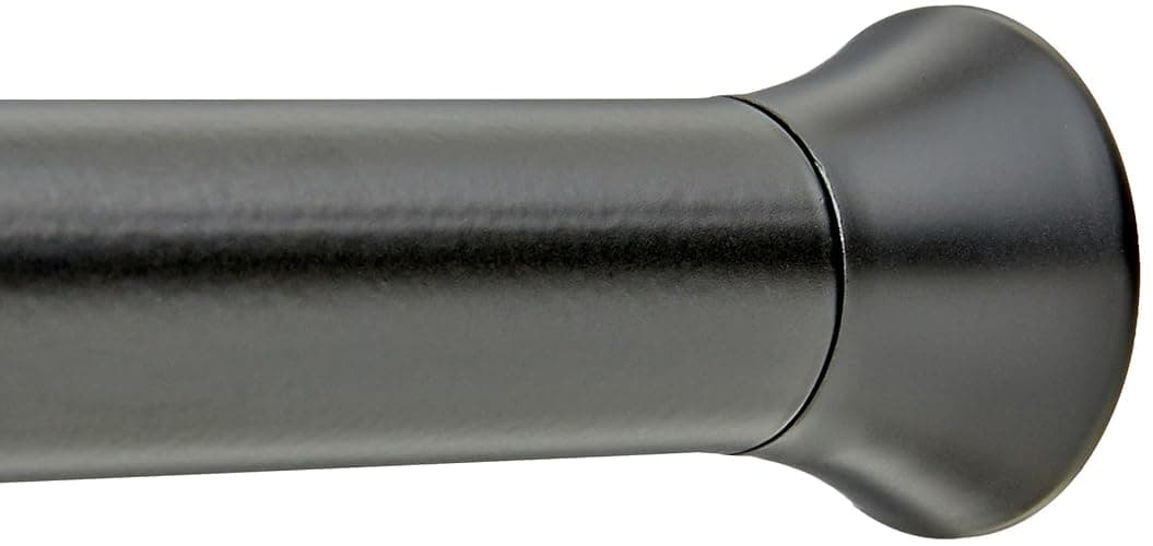 Amazon Basics No Drill Easy Install Sturdy Shower Curtain Tension Rod, Adjustable Length, 42-73", Black - Black - 42-73" - Indoor