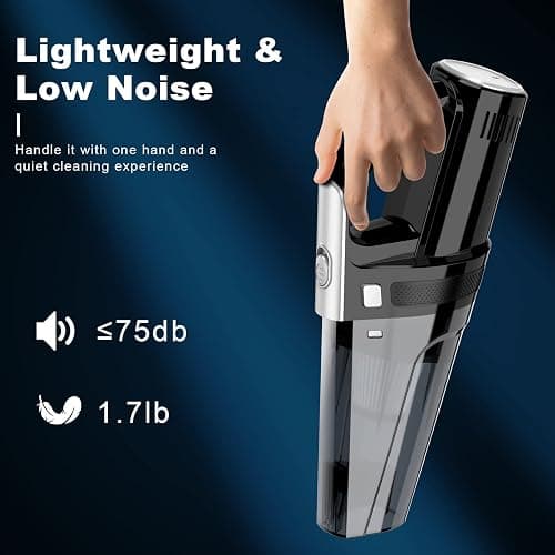 DRECELL Car Vacuum, Portable Vacuum Cleaner with Powerful 7000PA Suction, DC 12V Power 16.4Ft Cord Wired Vacuum Cleaner, LED Light, Car Accessories for Men/Women thumbnail 6