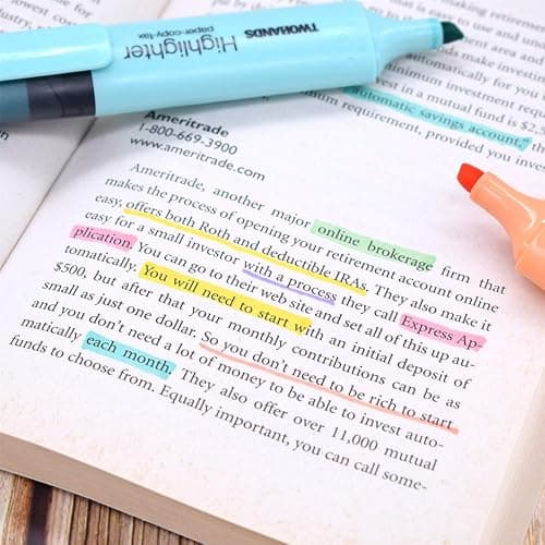 TWOHANDS Highlighter,Chisel Tip Marker Pen,6 Assorted Pastel Colors,H2007 thumbnail 5