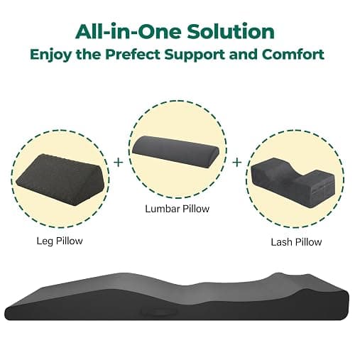 ENITYA Lash Bed Topper, Ergonomic Curvy Massage Table Foam Topper, Non-Slip Esthetician Bed Cushion with Removable Cover for Beauty Salon, Wax/Eyelash/Spa/Tattoo/Facial, 71"×27.5"(Black) thumbnail 4