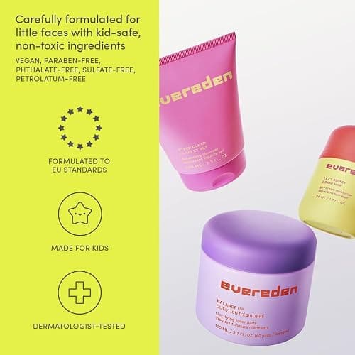 Evereden Pre-Teen Collection: Triple Green Tea Steer Clear Balancing Jelly Cleanser Face Wash, Let's Bounce Gel-Cream Face Moisturizer, & Balance Up Water-Based Toner Pads for Face thumbnail 3