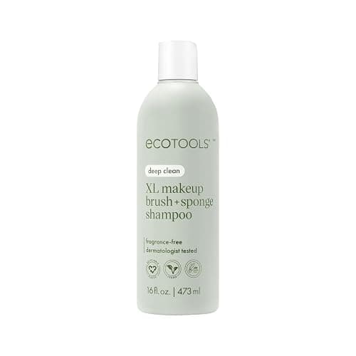 EcoTools XL Makeup Brush + Sponge Shampoo, Removes Makeup, Dirt, & Impurities From Makeup Brushes & Makeup Blending Sponges, Fragrance-Free, Vegan, & Cruelty-Free 16 fl. oz./473 ml, 1 Count, Clear - Image 1