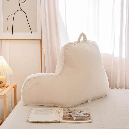 Aimuan Reading Pillow Bed Rest Wedge Adult Backrest Pillow with Arms Sitting in Bed Cushion Incline Rest Sleeping Pillow for Watching TV/Gaming/Relaxing, Ivory thumbnail 3