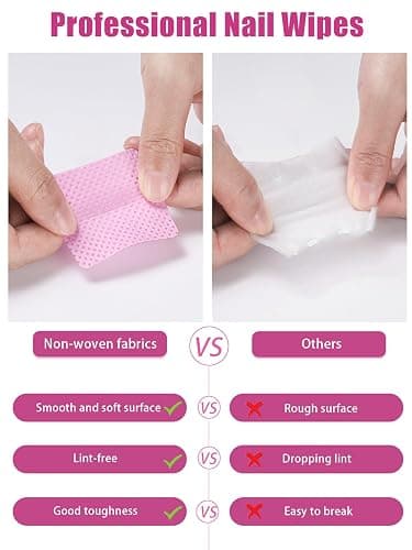 TEOYALL Lint Free Nail Wipes, 400 PCS Non-Woven Fabric Nail Cleaning Pads Pink Lash Extensions Glue Cleaning Wipes Salon Supplies thumbnail 3