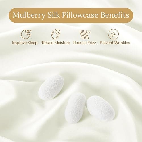 INFIIXSO Mulberry Silk Pillowcase for Hair and Skin, Silk Pillow Cases Standard Size with Hidden Zipper 20x26 Inches, Ultra Smooth and Soft Cooling Pillow Cases for Hot Sleepers(Cream, 1 Pack) thumbnail 2