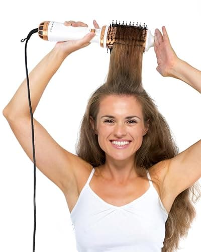 Plavogue Dual Voltage Blow Dryer Brush for European Travel,110V-240V Hot Air Brush with Volumizer, Negative Ionic Anti-Frizz - Styling Brush with Ceramic Coating for Long/Mid Hair Types, Oval Shape thumbnail 6