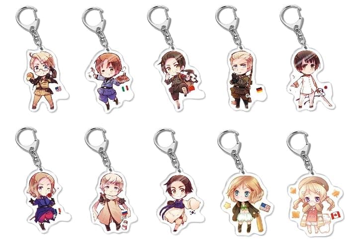 GO2COSY Set of 10 Anime Axis Powers Hetalia Acrylic Keychain Pendant Key Chain - Image 1