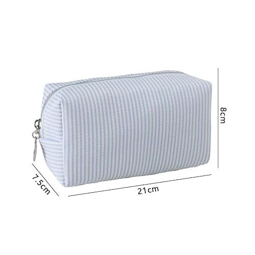 Pencil case, Striped Pencil Pouch,Stylish Simple Pen Bag with Practical Zip, Cosmetic Bag, Pencil Bag Stationery Pouch for Teenage Boys Girls School College (Pink) - Image 1