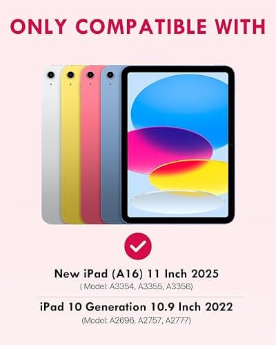 MoKo for iPad (A16) 11th Generation Case with Keyboard 11 inch 2025, iPad 10th Generation 10.9 inch Keyboard Case with Pencil Holder, Multi-Angle Detachable Bluetooth Keyboard, Pink thumbnail 2
