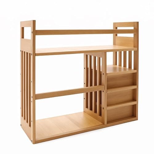 Veruopes Bamboo Desk Shelves with 3 Drawers Office Desktop Storage Rack Desk Top Document Storage Organizer Rectangular Desktop File Holder Open Design for Office Home School 19.7 * 7.5 * 17.7in thumbnail 7