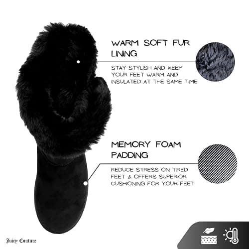 Juicy Couture Women's Tall Slip On Winter Snow Boots Warm & Insulated Fur Lining Comfortable Fashion Booties thumbnail 4