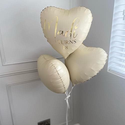 Cream Heart Balloons, 10PCS Cream White Foil Heart Shape Balloons, 18inch Beige Foil Valentine Balloons for Helium Nude Neutral Love Balloon for Valentines Day, White Wedding, Brithday Decorations thumbnail 2