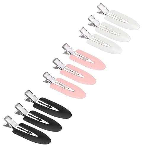 JeoPoom Hairpin[9 Pcs], No Bend Hair Clips, No Crease Hair Clips Pin Curl Clips, Makeup Seamless Hair Clip Clamps for Girl Woman Makeup Bangs Hair Styling(Pink, White, Black) - Image 1