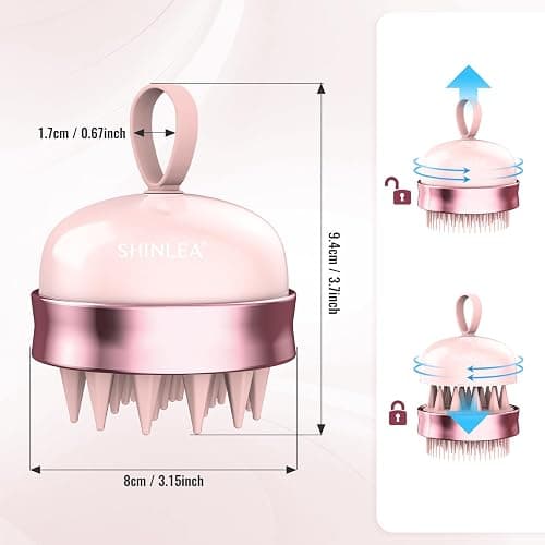 SHINLEA 2 in 1 Scalp Massager Hair Growth,Scalp Scrubber with Soft Silicone Bristles for Dandruff Removal,Shampoo Brush for Exfoliation,Head Massager for Both Wet and Dry Use (Pink) thumbnail 5