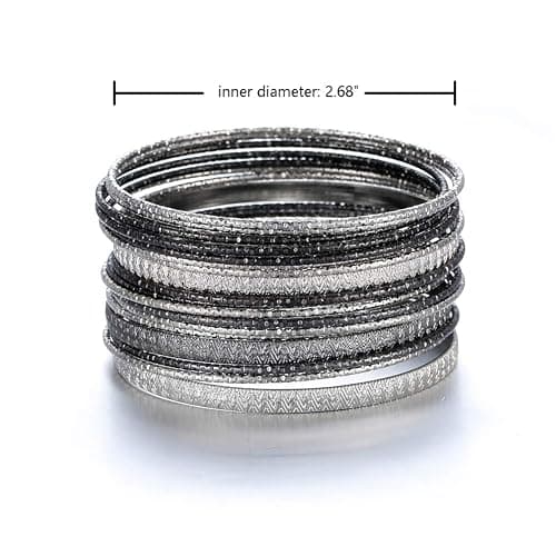 Ensoul Multiple Textured Metal Bracelets & Bangles Set for Women 18Pcs/Set thumbnail 2