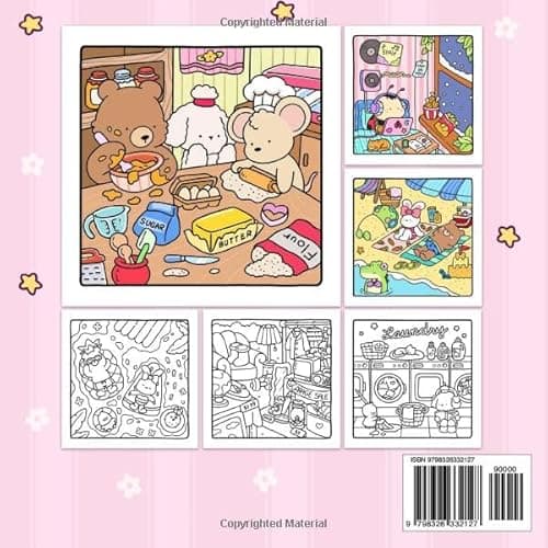 Cozy Friends: Coloring Book for Adults and Teens Featuring Super Cute Animal Characters with Easy and Simple Designs for Relaxation thumbnail 3