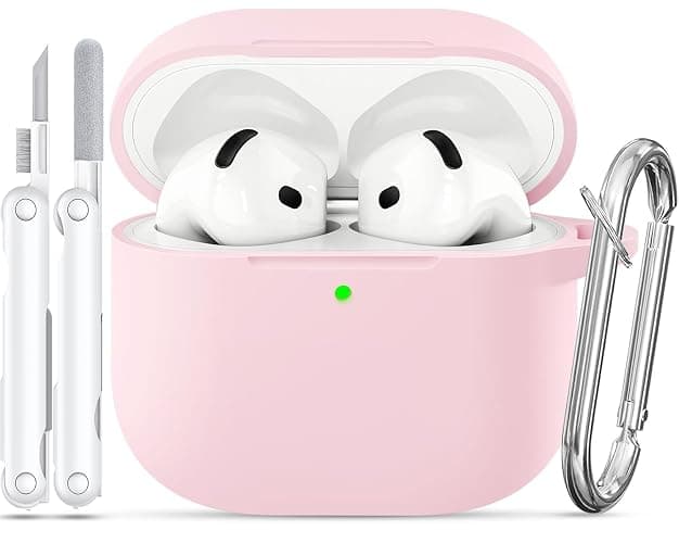 TNSNK for AirPods 4 Case Pink with 3-in-1 Cleaner Kit & Keychain, Skin-Soft Silicone 360° Full Protection iPod 4 Case Cute Compatible with Apple Airpods 4th Gen 2024 Cover for Women Girly, Lightpink - Image 1