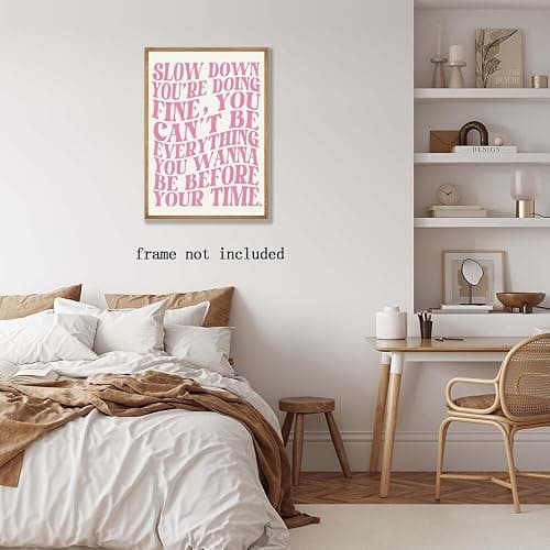 Pink Wall Art Trendy Decor Pop Music Vienna Lyrics Poster Canvas Print Slow Down Your Doing Fine Daily Reminder Positive Affirmations Maximalist Aesthetic for Bedroom Dorm 8x12inch Unframed thumbnail 5