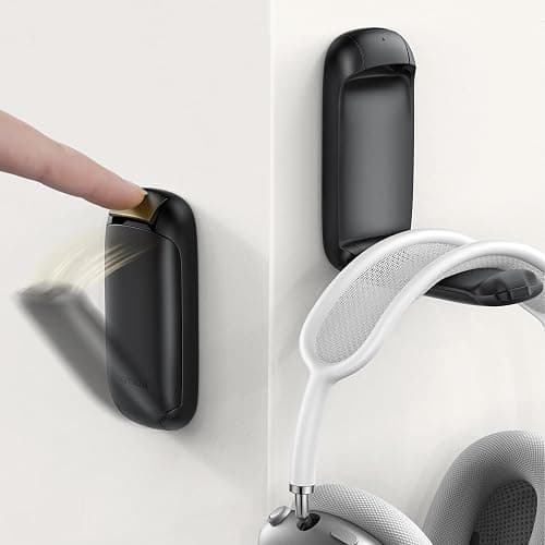 Lamicall Headphone Holder Hook for Desk - [Dual Spring] Foldable Headphone Hanger, Adhesive Gaming Headset Hanger Under Desk, Earphone Hook with Silicone Pad for Beats, Sennheiser, HyperX, etc - Black - Image 1