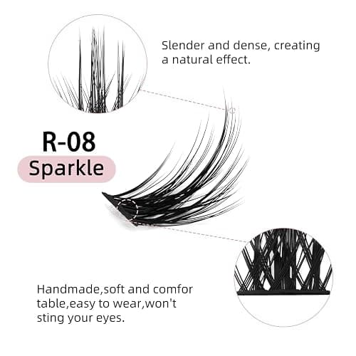 Higu clace Lash Clusters Kit,144pcs D Curl Wispy Lash Clusters,8-16mm Lash Extension Kit,with Lash Bond and Seal, Eyelash Tweezers(R-08) thumbnail 4