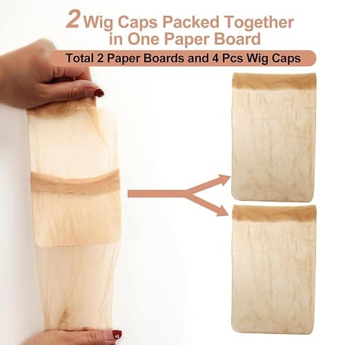 BEEOS Skinlike HD Wig Cap, 4 Pieces Invisible and Sheer Breathable Ultra-thin Stretchy Stocking Caps for Lace Front Wigs thumbnail 6
