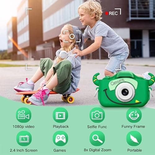 Goopow Kids Camera Toys for 3-8 Year Old Girls Boys,Children Digital Video Camcorder Camera with Cartoon Soft Cover, Best Chritmas Birthday Festival Gift for Kids thumbnail 3