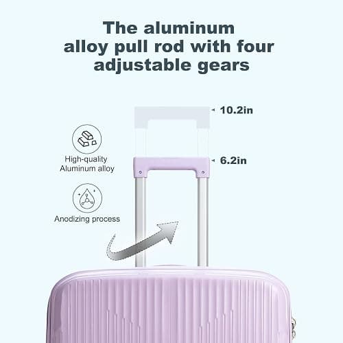 Nazhura Luggage Set, 3-Piece Hardside Suitcase Set, 20-inch Carry On, 24-inch, 28-inch Luggage thumbnail 5