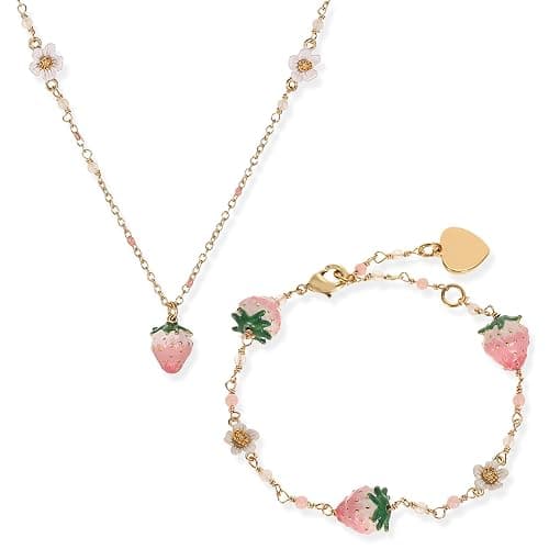 Women's Stylish Versatile Bracelet - Elegant White Flower, Pink Strawberry Charm, Fresh & Sweet Bohemian Design Jewelry, Perfect Friendship Gift for Friends & Loved Ones thumbnail 7