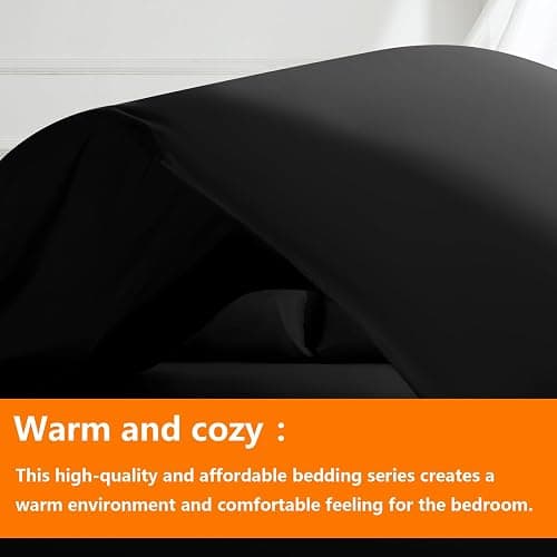 TAIMIT Black Full Size Comforter Set - 7 Pieces, Bed in a Bag Bedding Sets with All Season Soft Quilted Warm Fluffy Reversible Comforter,Flat Sheet,Fitted Sheet,2 Pillow Shams,2 Pillowcases | Black, Full Size, 7 Pieces, All Season, Soft, Quilted, Warm, Fluffy, Comforter, Flat Sheet thumbnail 2