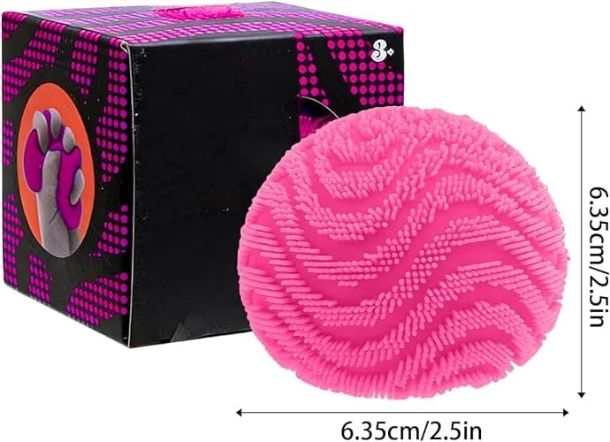 Fuzz Ball Squishy Stress Ball, Stress Fun Desk Fuzz Squeeze Ball, Plush Squeeze Ball for Desktop (Pink) thumbnail 3