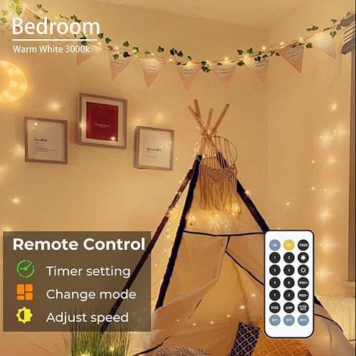 FULEN Fairy Lights for Bedroom,33ft 100LEDs Warm White Indoor LED String Lights USB Powered,Twinkle Lights for Teens Bedroom Decor Starry Lights, Wedding Holidays Decoration thumbnail 3