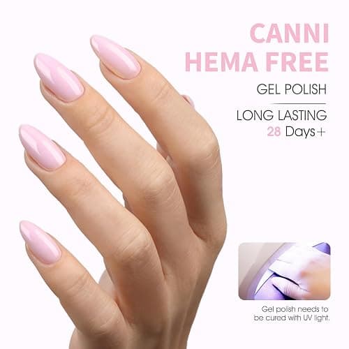 CANNI Light Pink Gel Nail Polish, 1Pcs Baby Pink Gel Polish Soft Pale Color High Gloss Soak Off U V Nail Manicure Salon DIY thumbnail 3