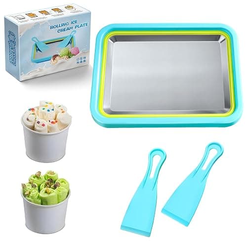 Nenkarn Rolled Ice Cream Maker, Stainless Steel Freezer Tray, Lake Blue | Pre-freeze tray with stainless steel cold plate and spatula for small-batch ice cream rolls, frozen yogurt and fruit treats - Image 1