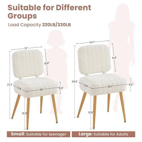 ZYKZYK Updated Vanity Chair, Storage Ottoman with Folding Back & Gold-Toned Metal Legs, Ottoman Seat with Teddy Velvet for Dressing Room Living Room Bedroom, 16" x 12.5" Inch thumbnail 3
