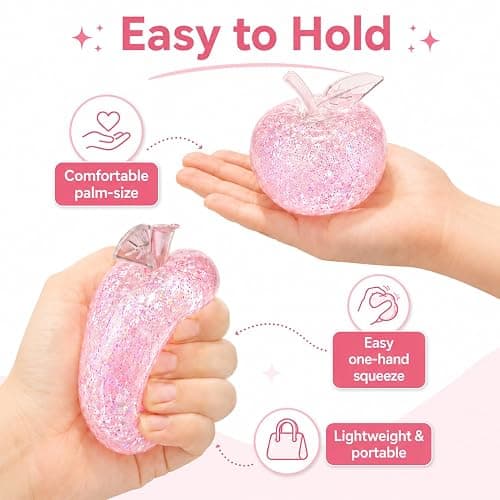 Apple Squishy, Slow Rising Squishy Apple Toy, Realistic Sensory Fidget | Fruit Squishy Squeeze Toy for Adults, Stress Relief, Sensory Play, Realistic Pink Apple Design for Office Desks, Party Gifts thumbnail 5