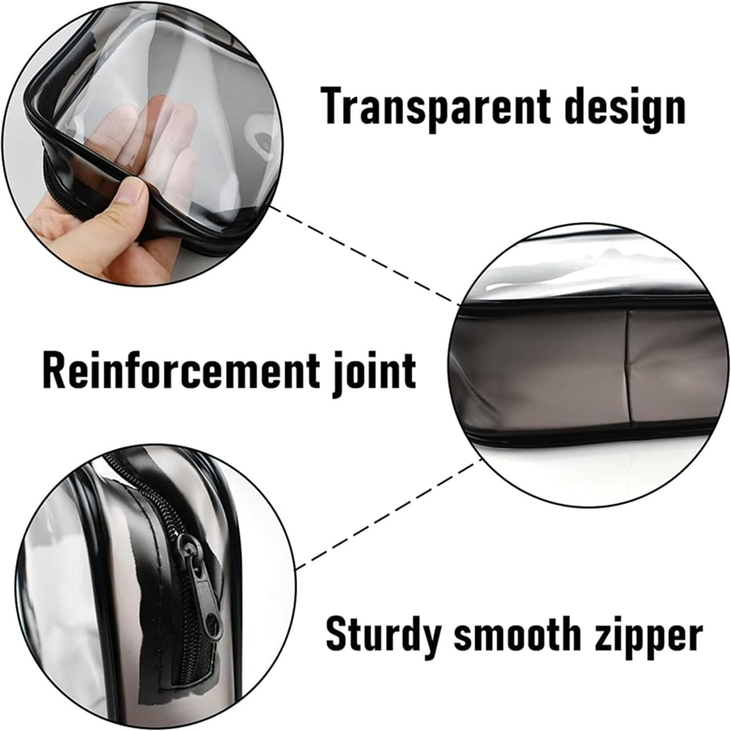 Set of 3 Clear Cosmetic Bags, Clear Travel Makeup Bags, Clear Toiletry Bags, Portable Clear Pouches, Transparent Travel Pouch Bags with Zipper for Women, Girl (White) - White thumbnail 3