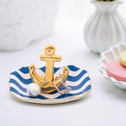 BESKIT Ring Holder with Boat Anchor Jewelry Organizer Trinket Tray Home Decor for Earrings Necklace Bracelet thumbnail 6