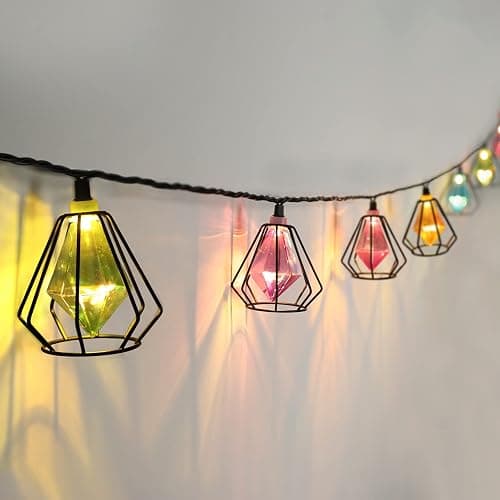 Vigdur Lantern String Lights - Muiticolor Deorative String Lights with 10 LED Bulbs Connectable, Indoor String Light for Bedroom Party Holiday Cottagecore Decor - Image 1