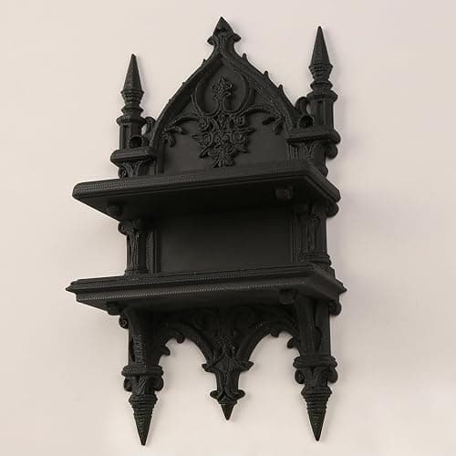 Uqezagpa Coffin Shelf Double Gothic Wall Shelf for Crystal and Plant Display Gothic Wall Decor Floating Shelves, Easy Assembly, 7.8" X 4.4 thumbnail 8