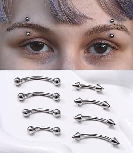 Dyknasz Eyebrow Piercing Jewelry Surgical Steel Curved Barbell Tiny Eyebrow Ring Vertical Labret Lip Jewelry Ear Rook Navel Small Belly Button Ring for Women Men 20g 16g 6mm/8mm/10mm/12mm thumbnail 4