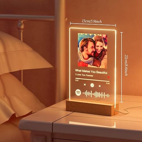 iDIY plaque spotify personnalisé avec photo musique LED - Cadre photo Spotify personnalisé Cadeaux pour les anniversaires et la Saint-Valentin Noël thumbnail 2