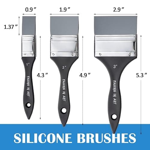 Falling in Art Silicone Paint Brush Set, Lined Edged Flexible Color Shapers, Flat Shaped Painting Tool for Water Based Acrylic Paints, Gouache, Oil, and All Water soluable Mediums 3Pcs(1'', 2'', 3'') thumbnail 3