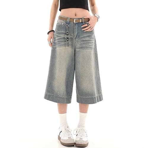 Y2k Baggy Jean Shorts Jorts Y2k Hip Hop Shorts Skater Jeans Grunge Jorts Aesthetic Pants thumbnail 3