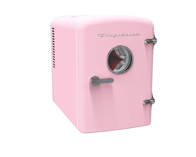 Frigidaire Retro 9-Can Mini Personal Fridge Portable Cooler for Car, Office, Bedroom, Dorm Room, or Cabin, 11.8" D x 7.1" W x 10.1" H, PINK thumbnail 2
