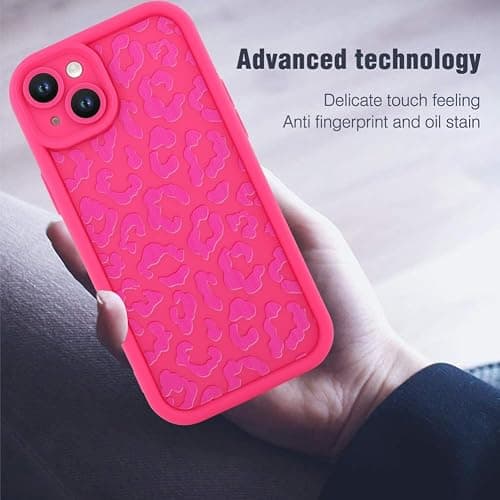 MOWIME Compatible with iPhone 14 Case, Cheetah Print Shockproof Soft TPU Protective Cover for Women Girls, Slim Anti Scratch Leopard Case for iPhone 14 6.1 Inch, Hot Pink thumbnail 7