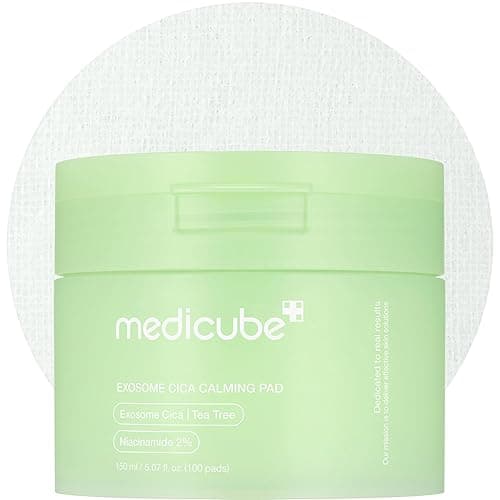 Medicube Exosome CICA Tea Tree Calming Toner Pads for Sensitive Skin with Centella Asiatica Help Reduce Redness & breakouts. Low-irritating & Hydrating Daily Care, Korean Skincare, Vegan (100 Pads) - Image 1