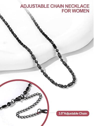 FOCALOOK Choker Necklace for Women Dainty 14K Gold Plated Double Layered Necklace Silver Black Metal Satellite Beaded Boho Choker Chain thumbnail 5