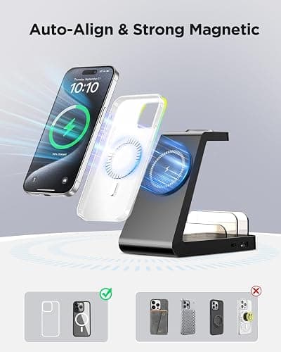 Charging Station for iPhone,5 in 1 Wireless Charger Stand Dock for Apple: Mag-Safe Charging Station for Multiple Devices Apple iPhone 17 16 15 14 13 12 Pro Max Plus iWatch Airpods thumbnail 5