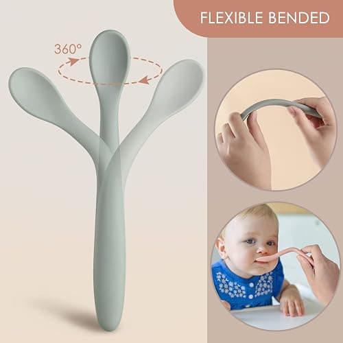 6-Piece Silicone Baby Feeding Spoons, First Stage Infant Spoons, Soft-Tip Easy on Gums I Baby Training Spoon | Infant Utensils Feeding Supplies, Dishwasher & Boil-proof thumbnail 5