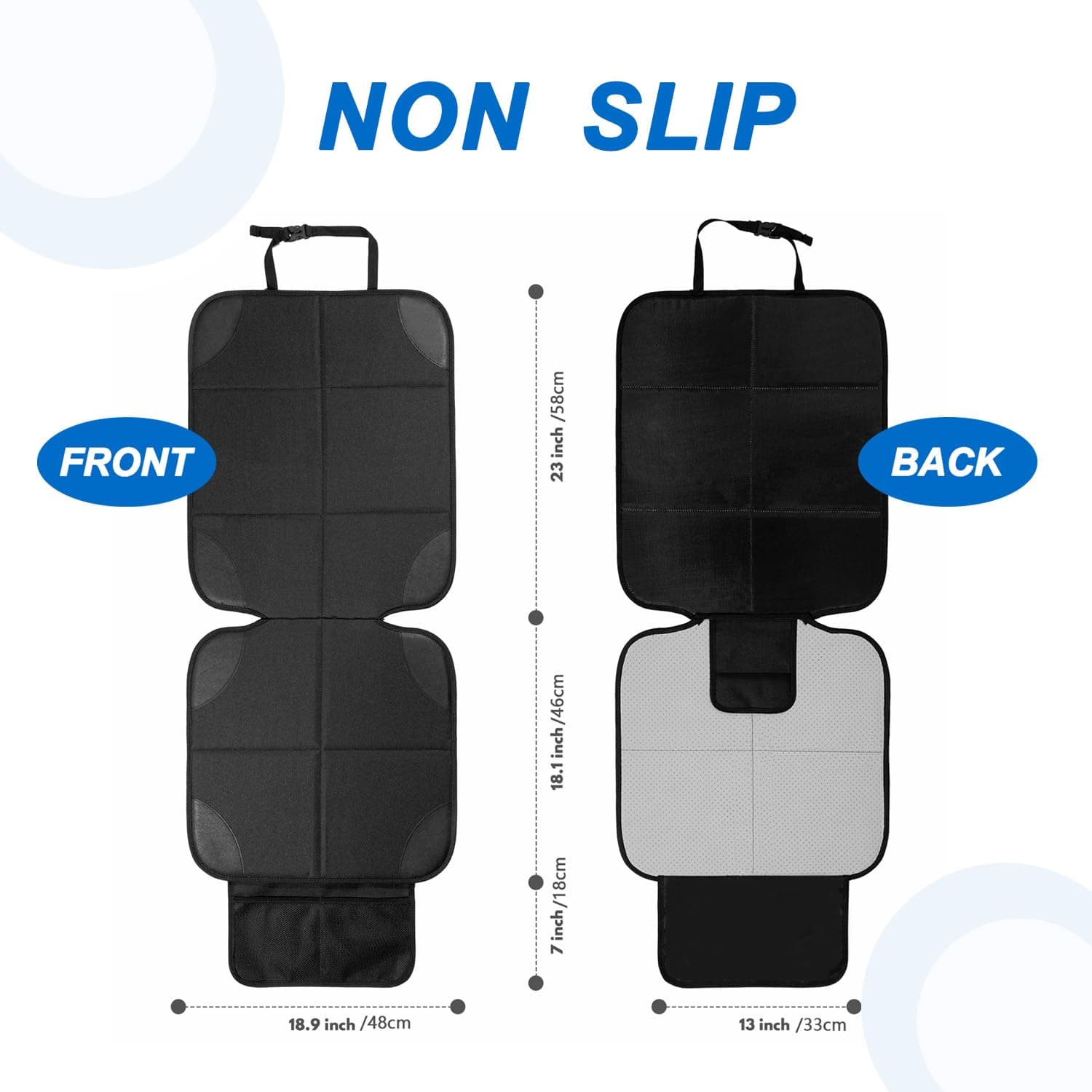 Car Seat Protector with Thick Padding & Anti-Slip Backing, Waterproof Seat Cover for Baby Car Seat, 600D Fabric with Storage Pocket thumbnail 8